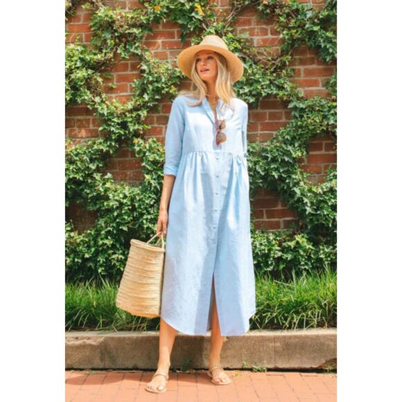 Tuckernuck Dresses & Skirts - TUCKERNUCK Chambray Linen Lydell Maxi Dress, Sz XS